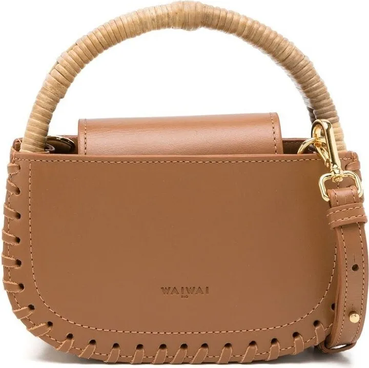 Wicker-Trim Crossbody Bag