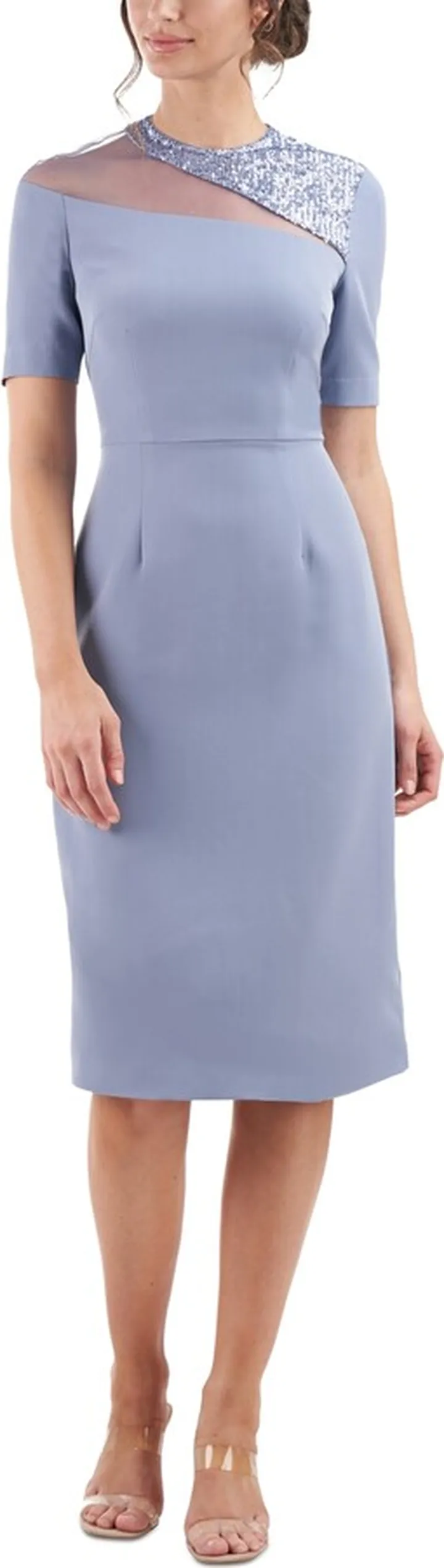 Js Collections Women's Mesh-Inset Sequin-Trim Sheath Dress