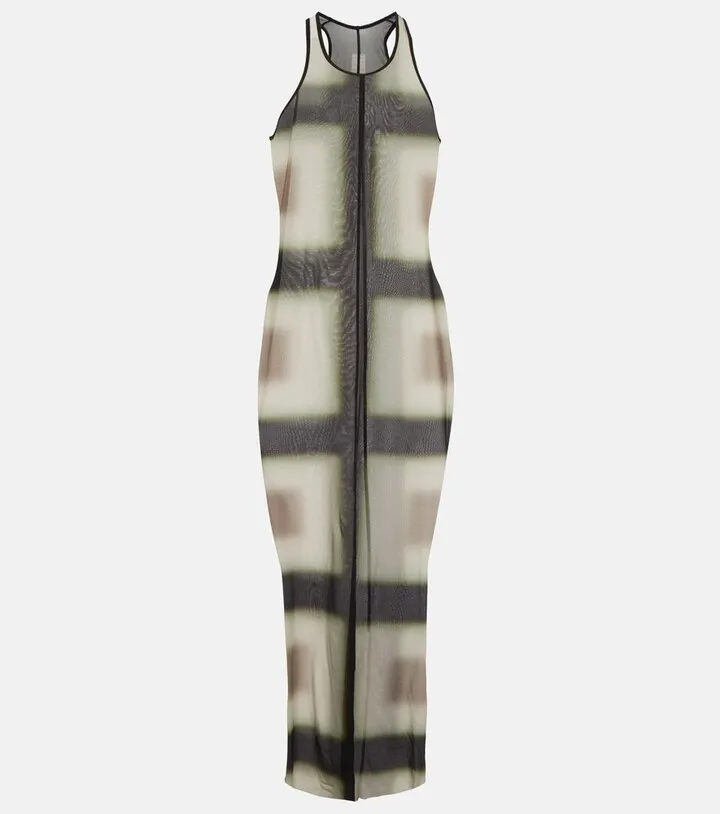 Printed sheer midi dress