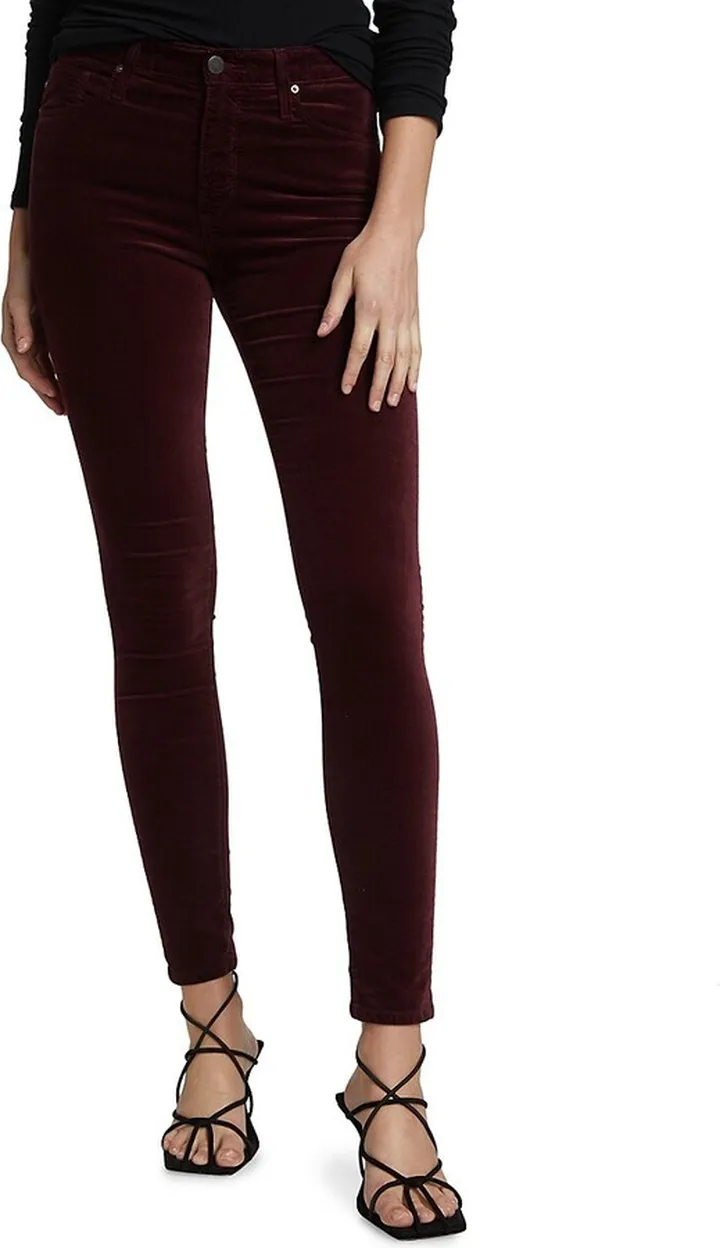 Farrah High-Rise Velvet Skinny Pants