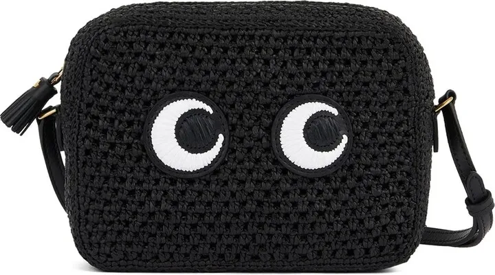 Eyes raffia cross body bag