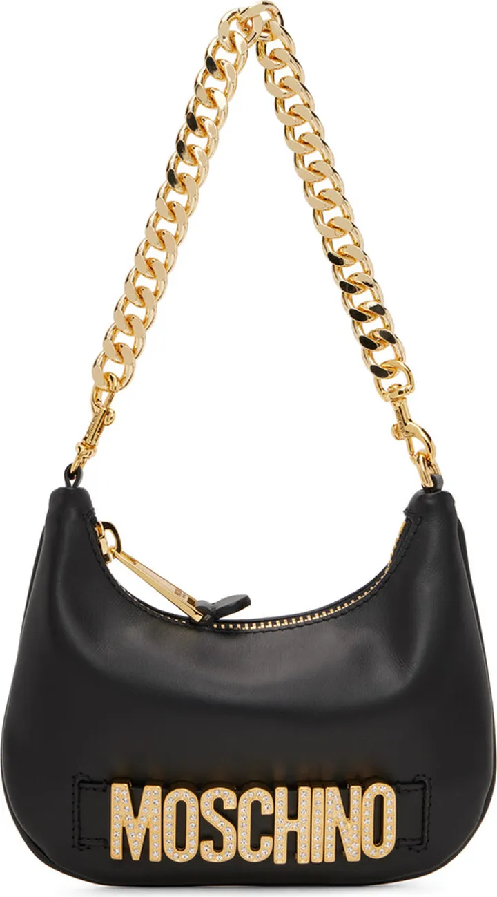 Moschino Black Crystal-Cut Shoulder Bag