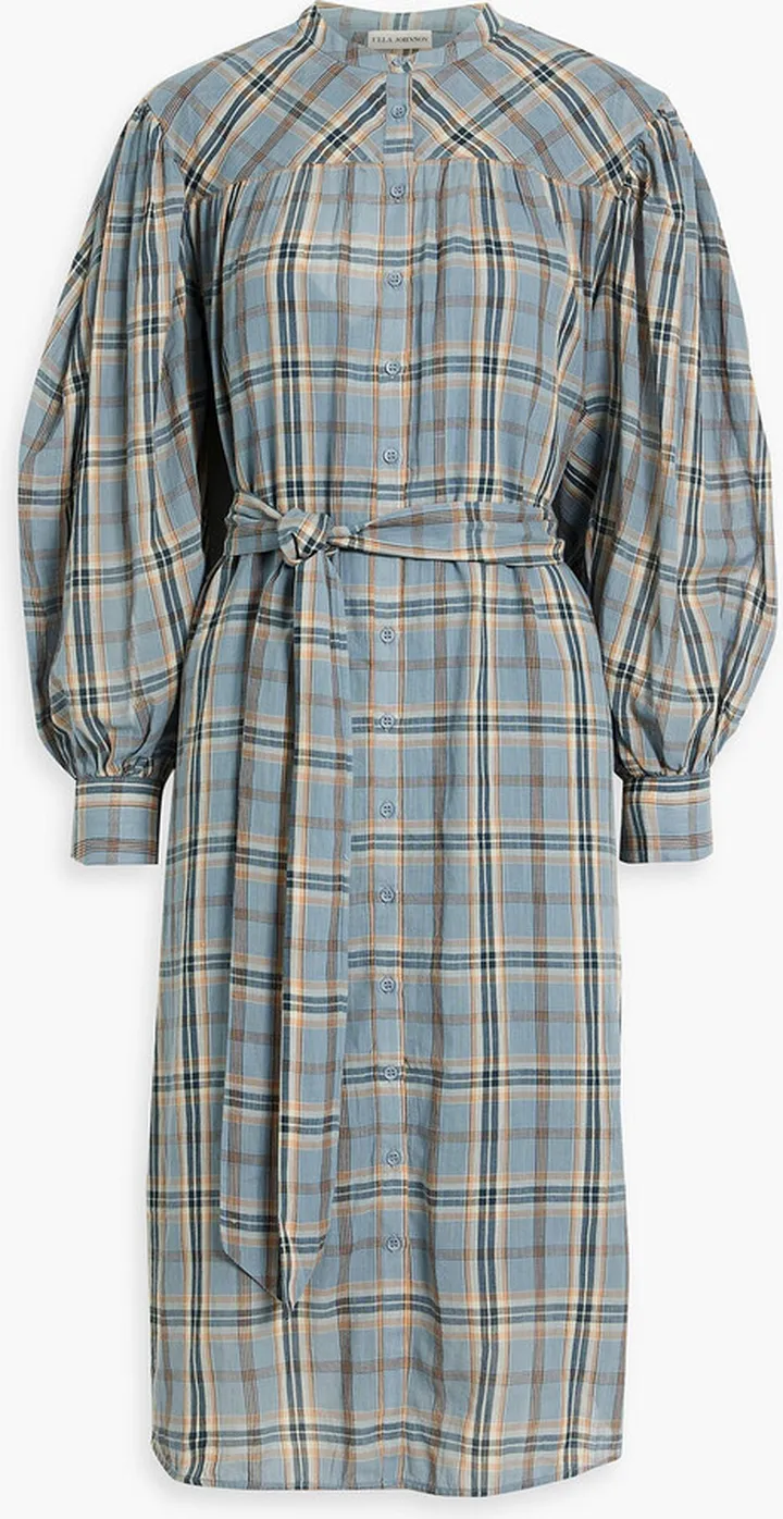 Fayette gathered checked cotton-voile dress