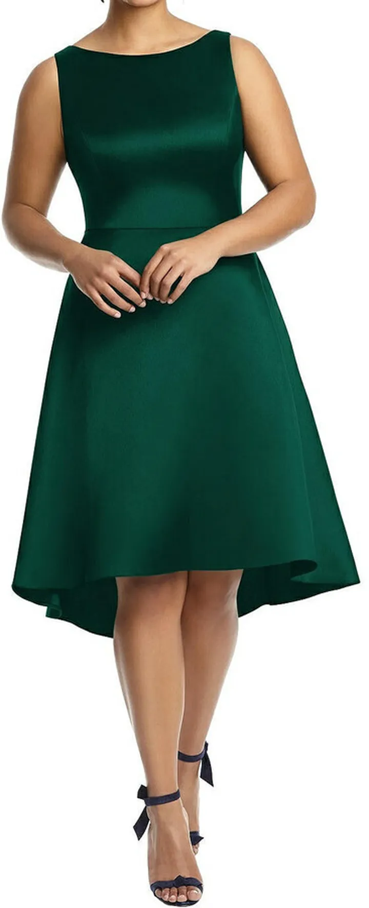 Bateau Neck Satin High Low Cocktail Dress