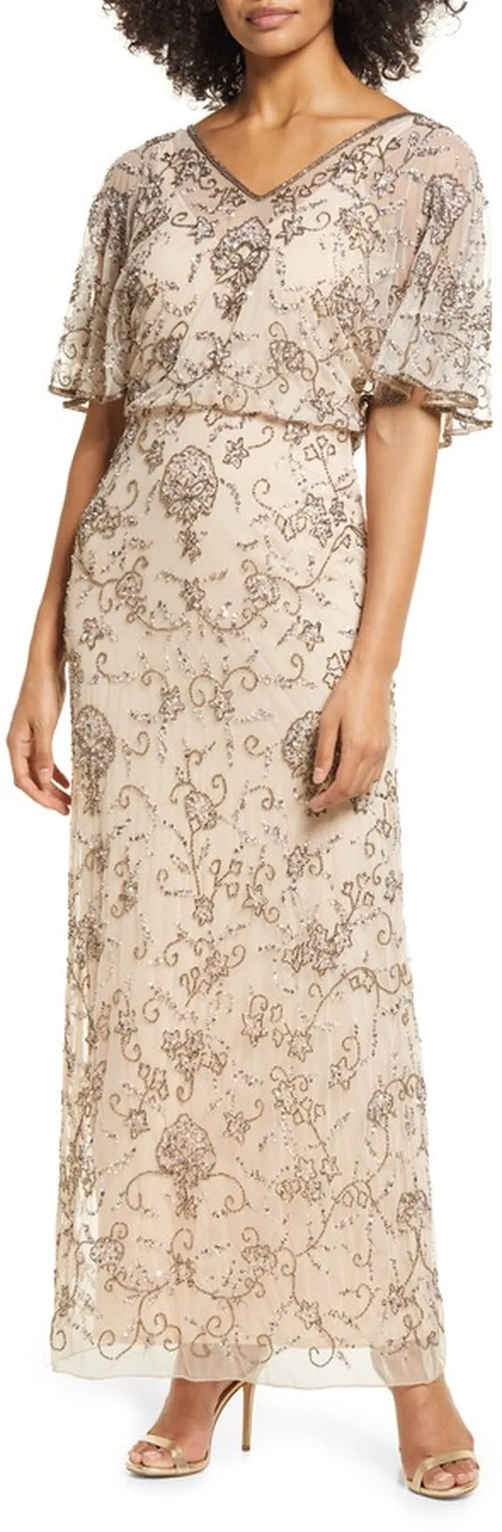 Illusion Neck Beaded Gown