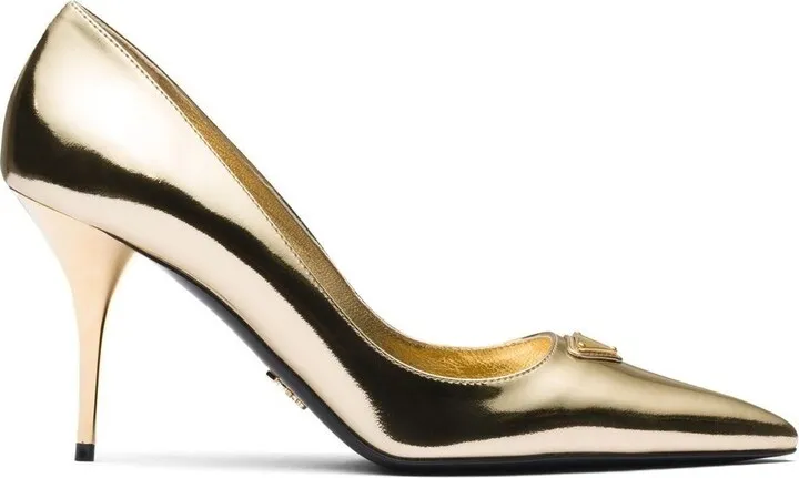 85mm Logo-Plaque Leather Pumps