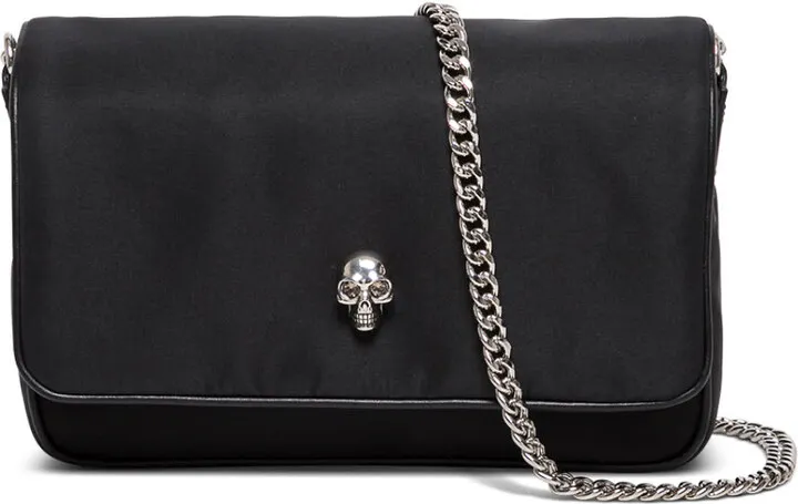 Skull Black Nylon Crossbody Bag
