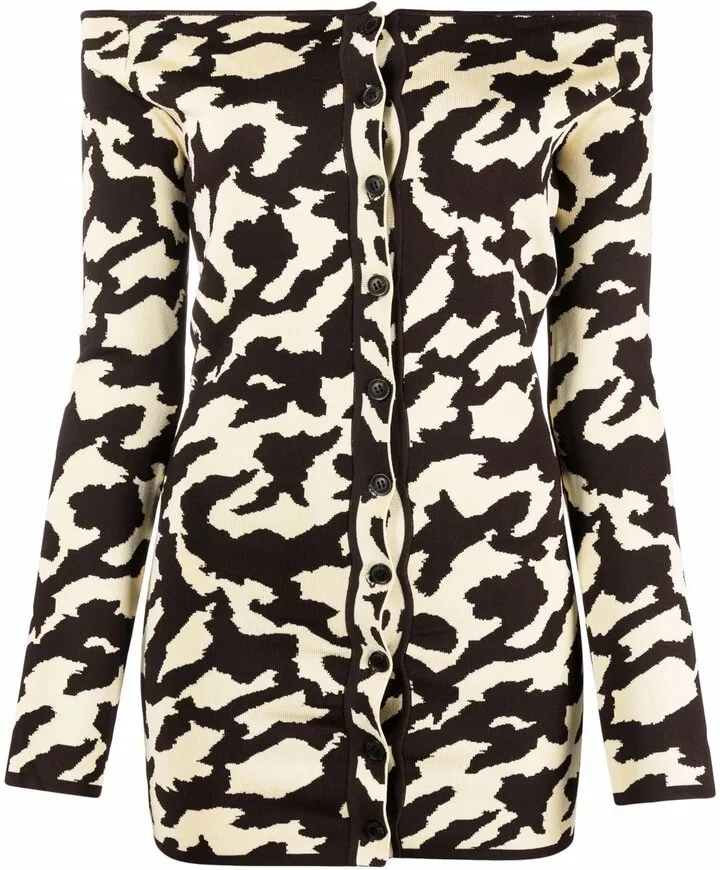 Abstract-Print Off-Shoulder Dress