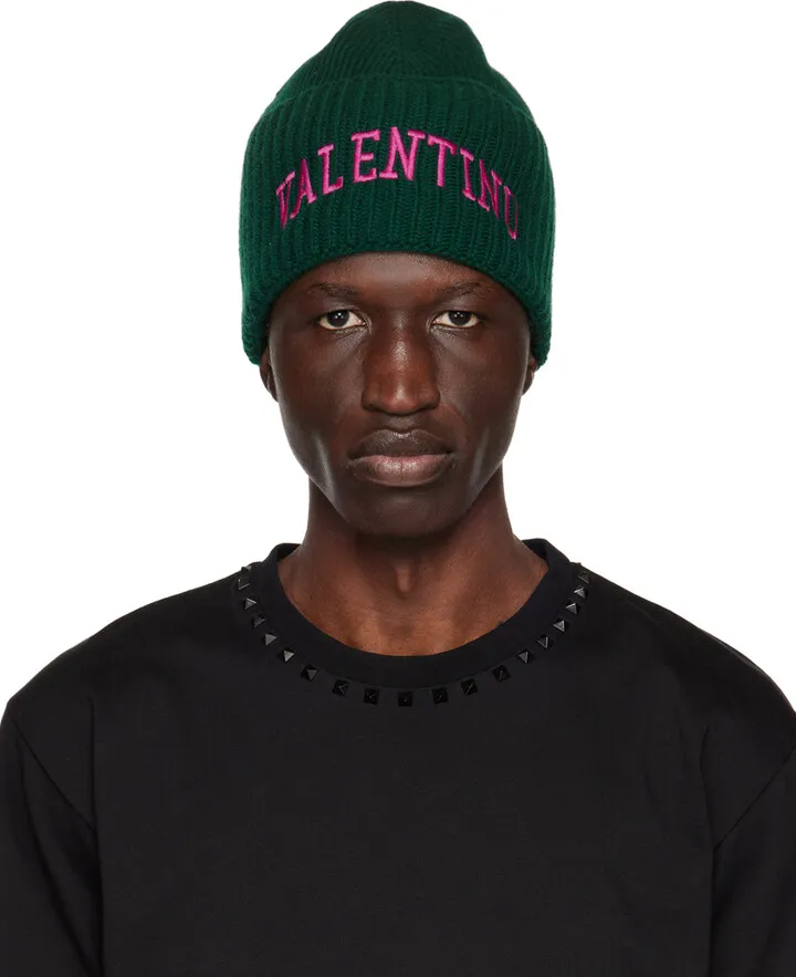 Valentino Garavani Green Embroidered Beanie