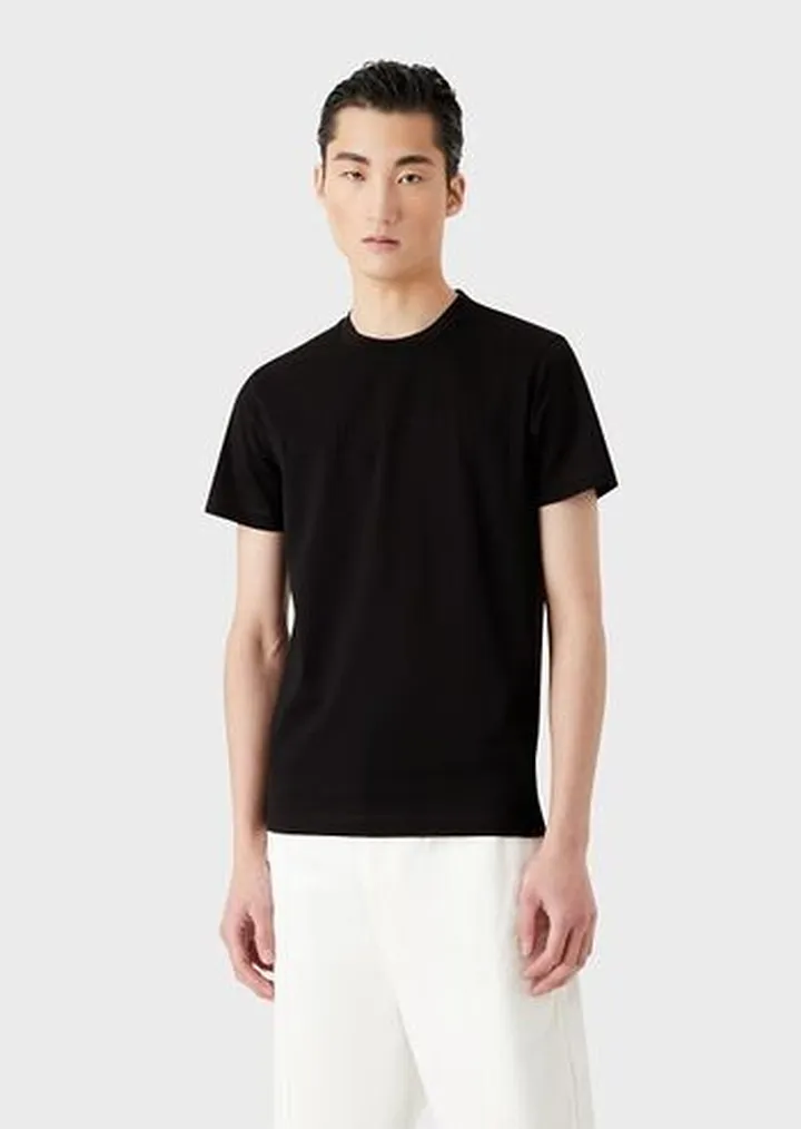 Jersey T-shirt with jacquard logo