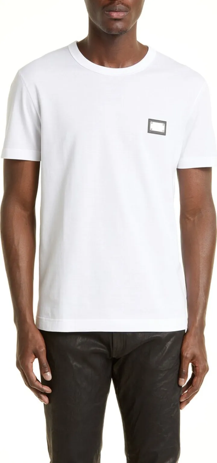 Logo Plate Crewneck Cotton T-Shirt