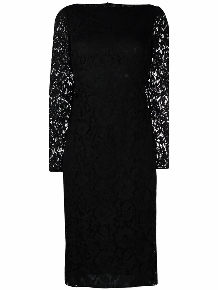 Lace-Overlay Mid-Length Dress