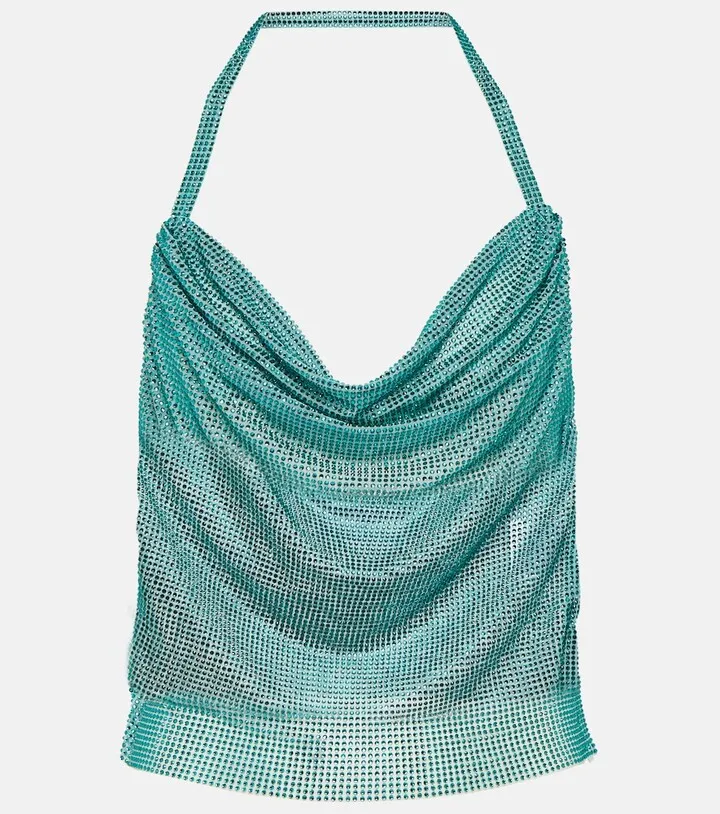 Crystal-embellished halterneck top