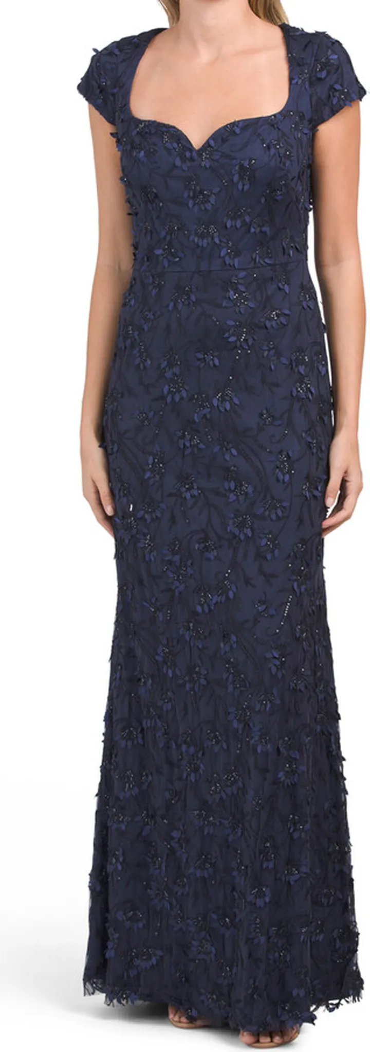 Bree Cap Sleeve Beaded Gown