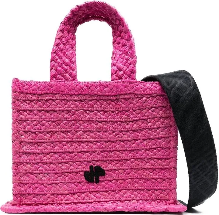 Logo-Patch Raffia Tote Bag