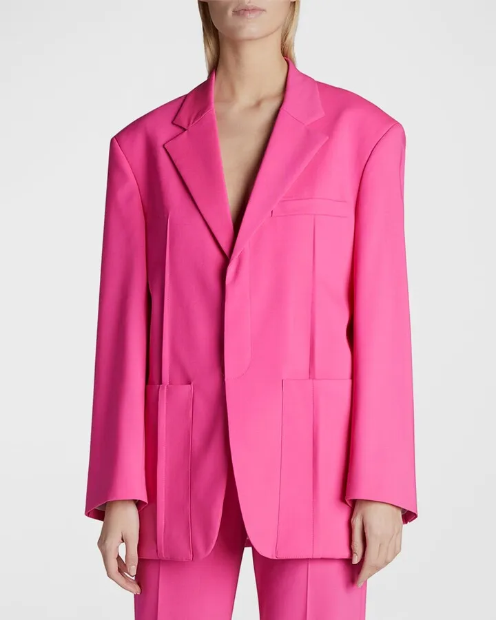 Dhomme Pintuck Single-Breasted Jacket
