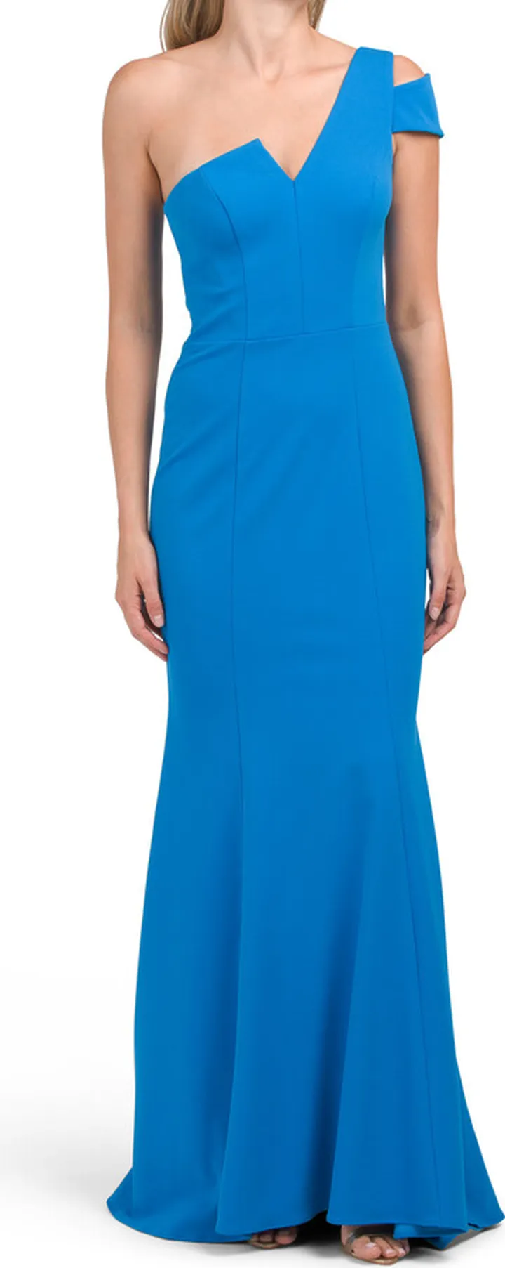 One Shoulder Gown With Draped Hem