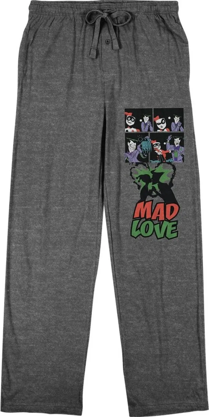 Batman Joker And Harley Mad Love Men’s Graphite Heather Sleep Pajama Pants-XX-Large
