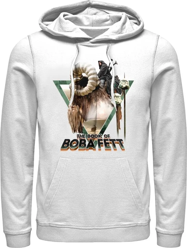 Men's Star Wars: The Book of Boba Fett Bantha Ride Boba Pull Over Hoodie - White - 3X Large