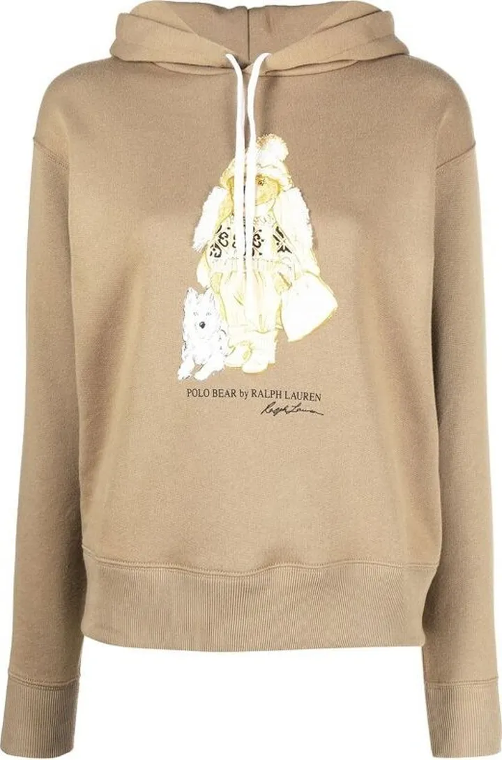 Neutral Polo Bear Print Hoodie