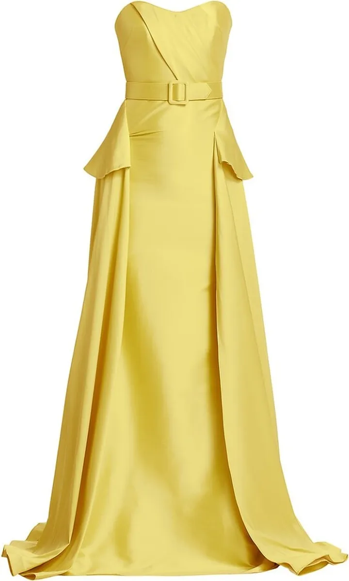 Belted Draped Mikado Gown