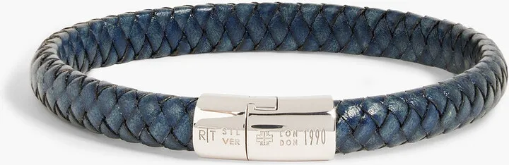 Sterling silver and braided leather bracelet