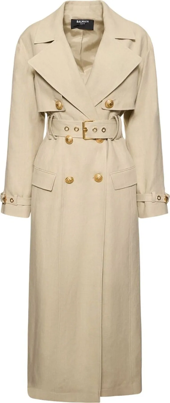 Belted linen & hemp trench coat