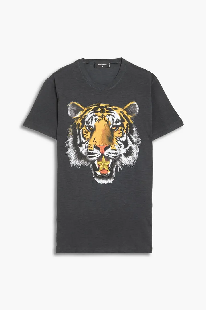 Mélange printed cotton-blend jersey T-shirt