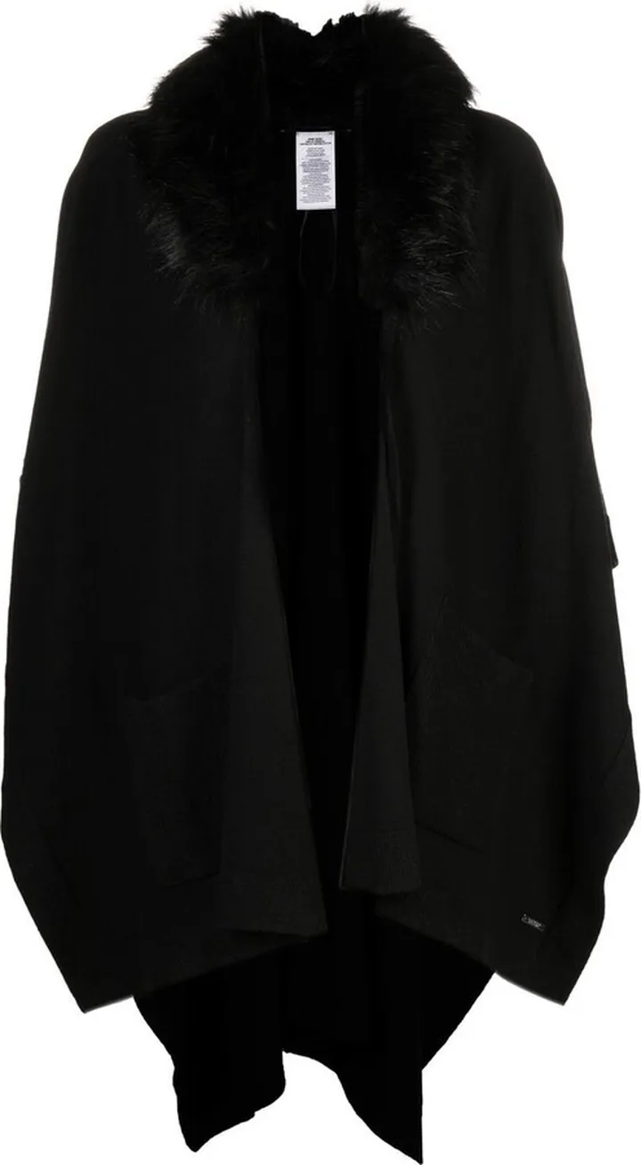 Ruana faux-fur trim cape
