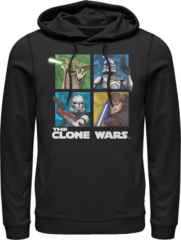 Men's Star Wars: The Clone Wars Group Shot Box Up Pull Over Hoodie - Black - Small