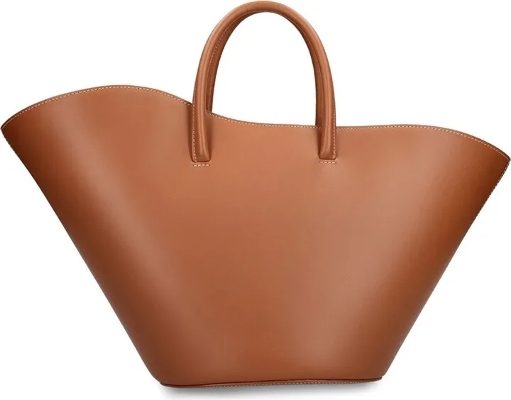 Medium tulip leather tote bag