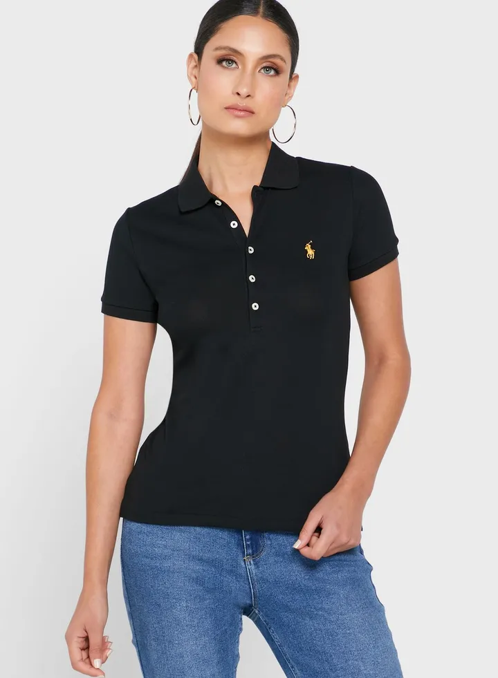 Button Detail Polo Shirt