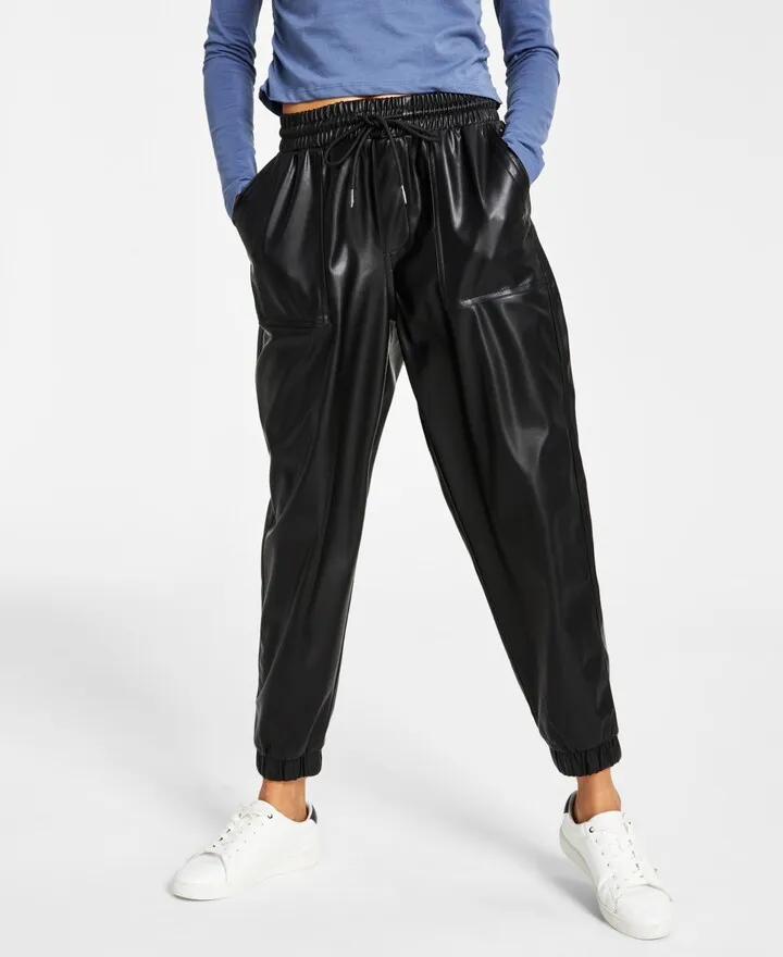 Tommy Jeans Women's Faux-Leather Joggers
