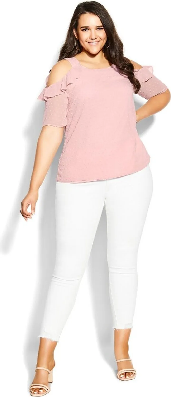 CITY CHIC| Women's Plus Size Dobby Sleeve Top - rosy - 20W