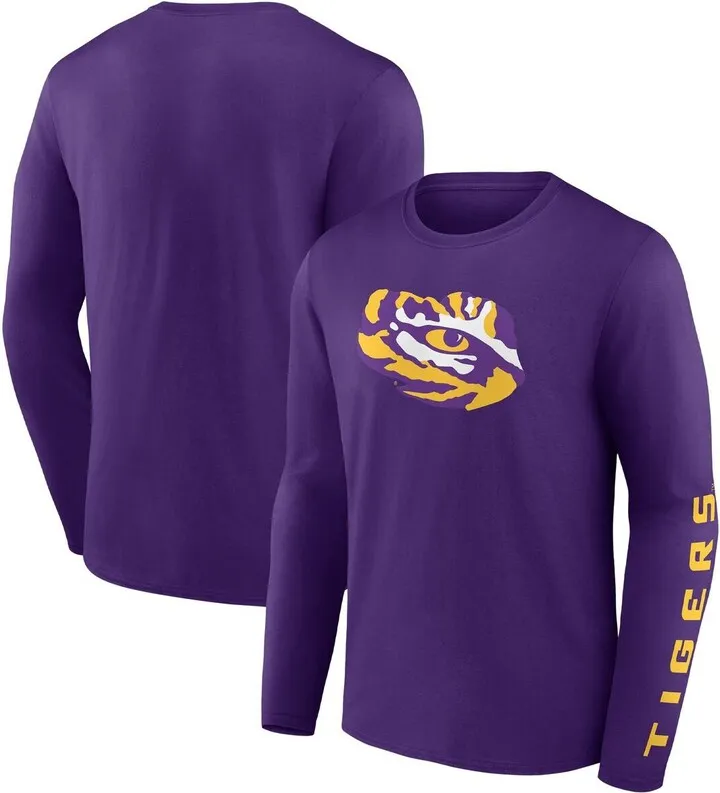 Men's Fanatics Branded Purple Lsu Tigers Double Time 2-Hit Long Sleeve T-shirt