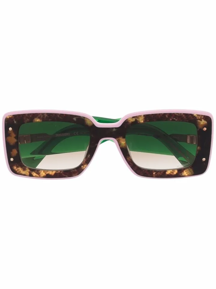 Square-Frame Tortoiseshell Sunglasses