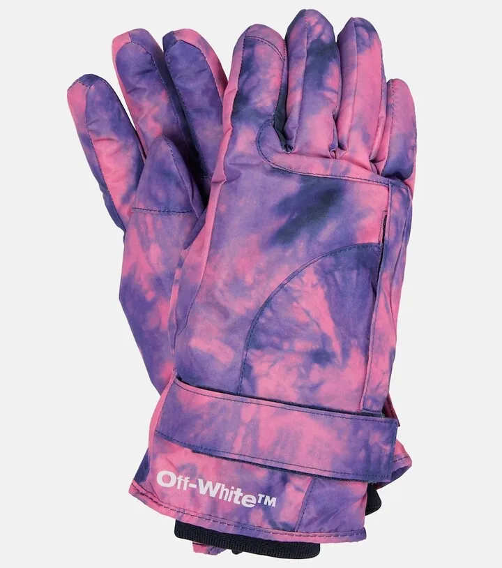 Tie-dye ski gloves