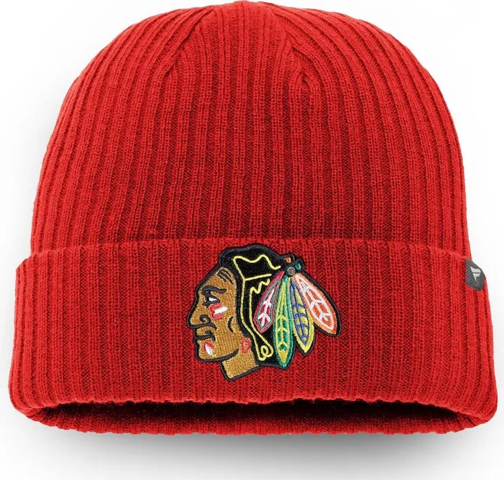 Men's Red Chicago Blackhawks Core Primary Logo Cuffed Knit Hat