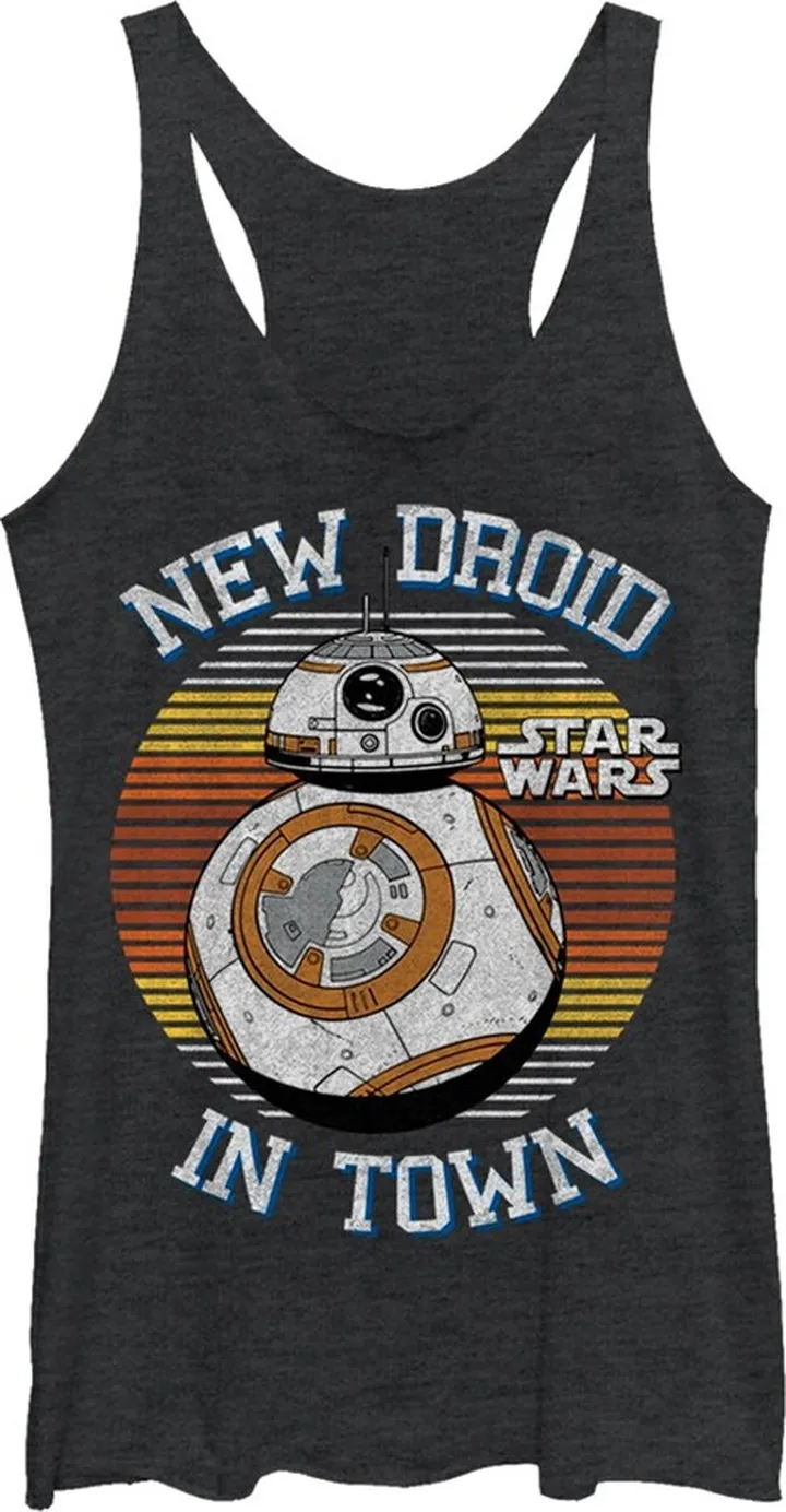 Women's Star Wars The Force Awakens BB-8 New Droid in Town Racerback Tank Top - Black Heather - Medium
