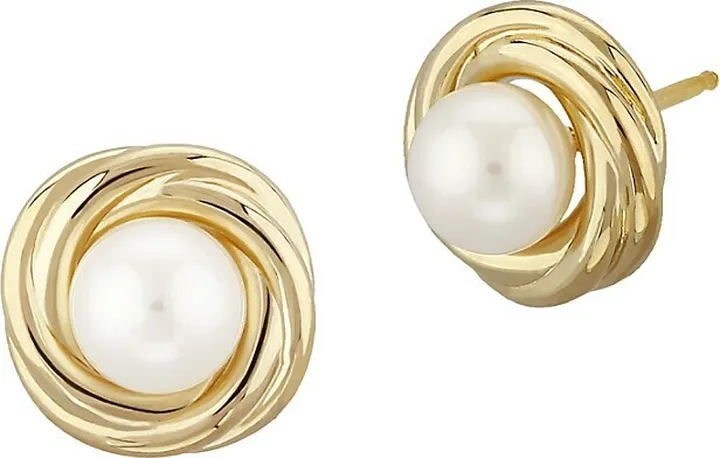 14K Yellow Gold & 5MM Pearl Earrings