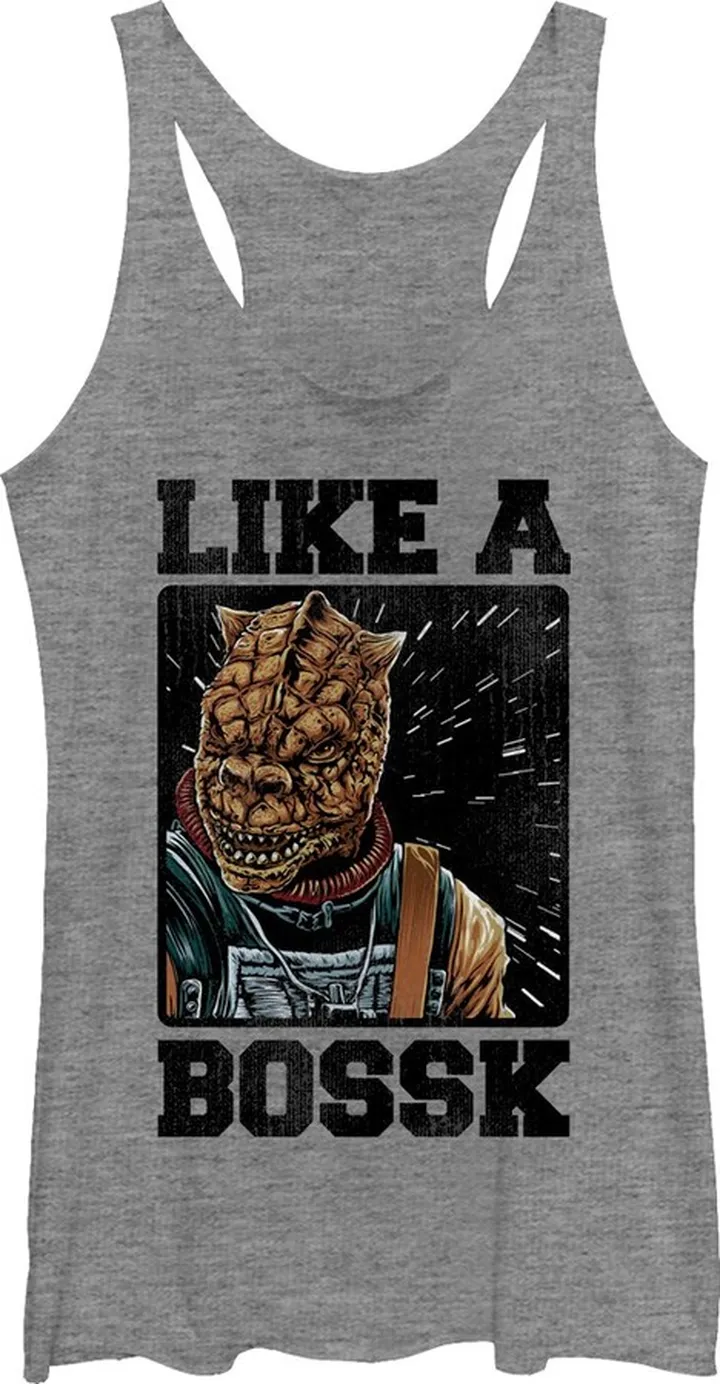 Women's Star Wars Bounty Hunter Like a Bossk Racerback Tank Top - Gray Heather - X Large