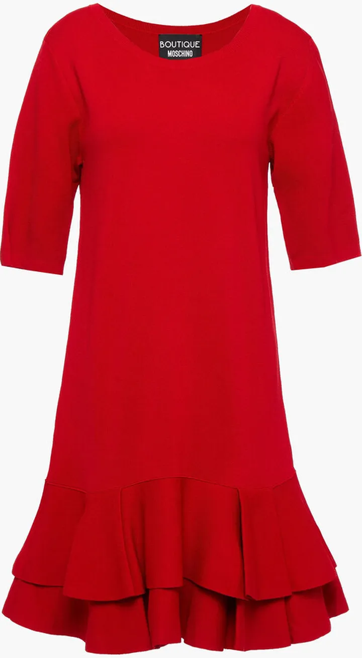 Fluted tiered knitted mini dress