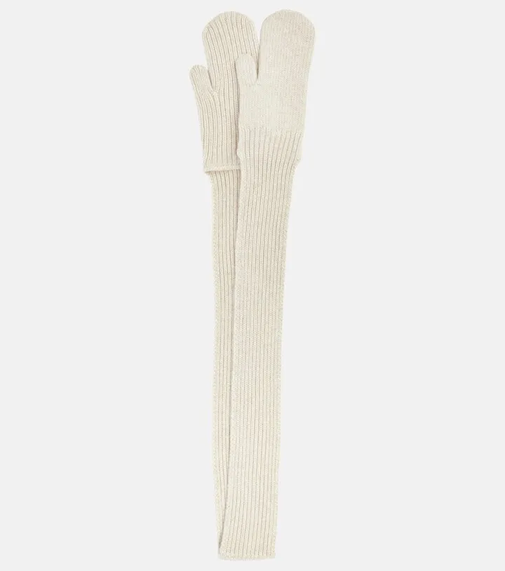 Fly ribbed-knit cashmere gloves