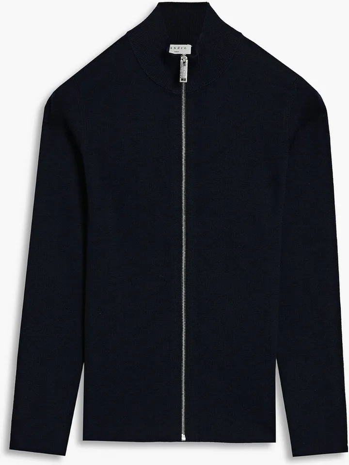 Wool zip-up sweater