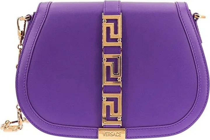 Versace La Greca Foldover Top Shoulder Bag