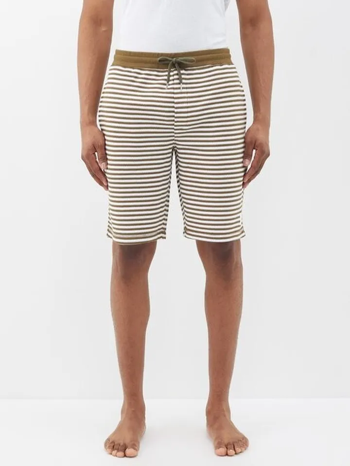 Striped Cotton-blend Piqué Pyjama Shorts