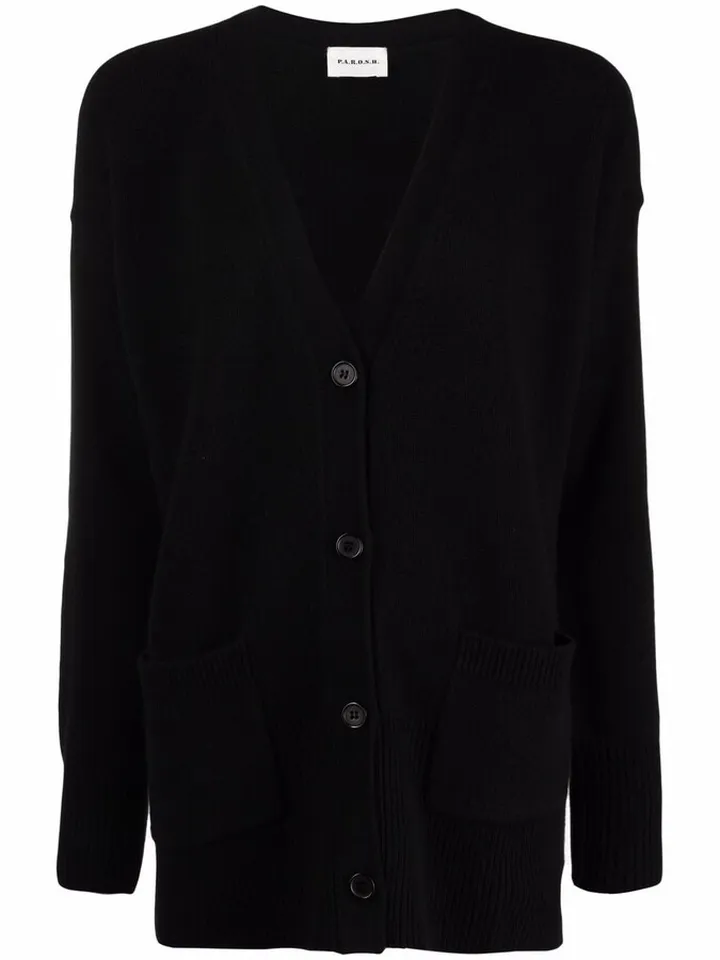 V-neck rib-trimmed cardi-coat