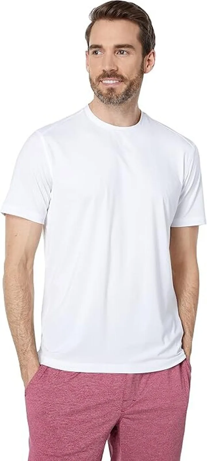 johnnie-O Runner Performance Work-Out T-Shirt (White) Men's Clothing