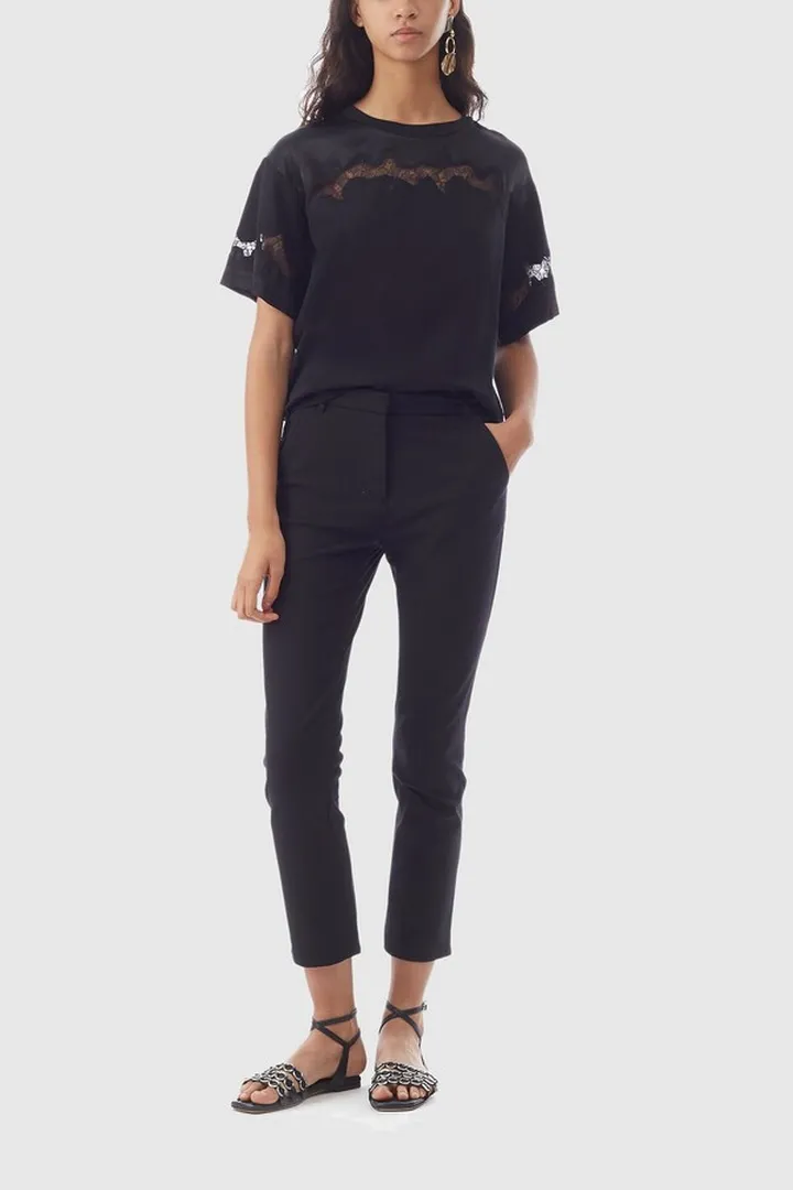 Cropped Straight Leg Trouser in black