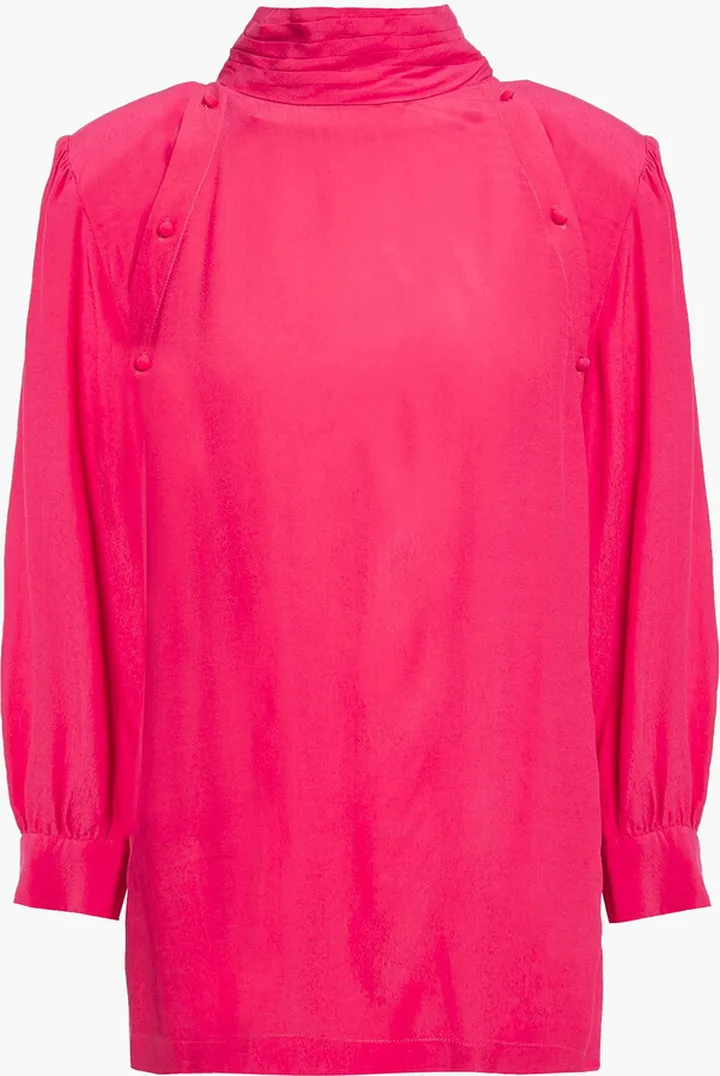 Sense button-detailed crepe de chine blouse
